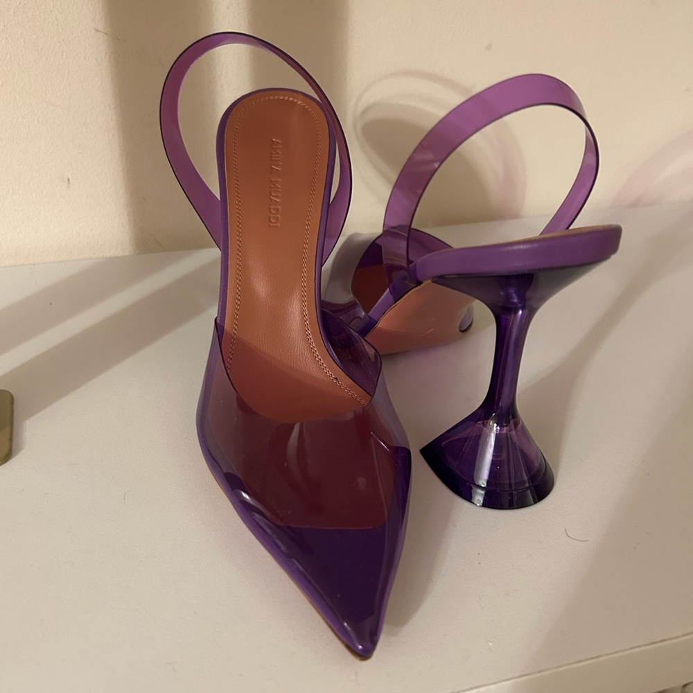 Brand New Amina Muaddi PVC Slingback Pumps